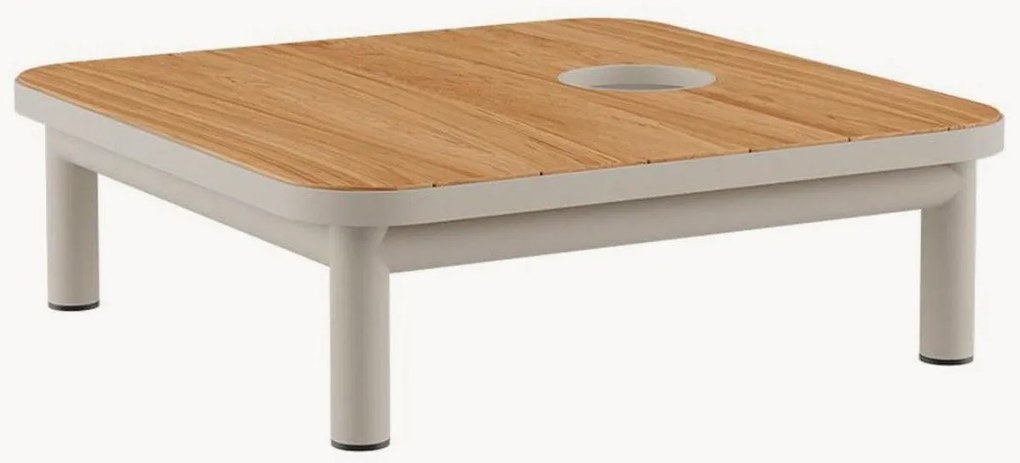 Mesa de centro de jardim com tampo em madeira de teca e suporte para acessórios Kirra