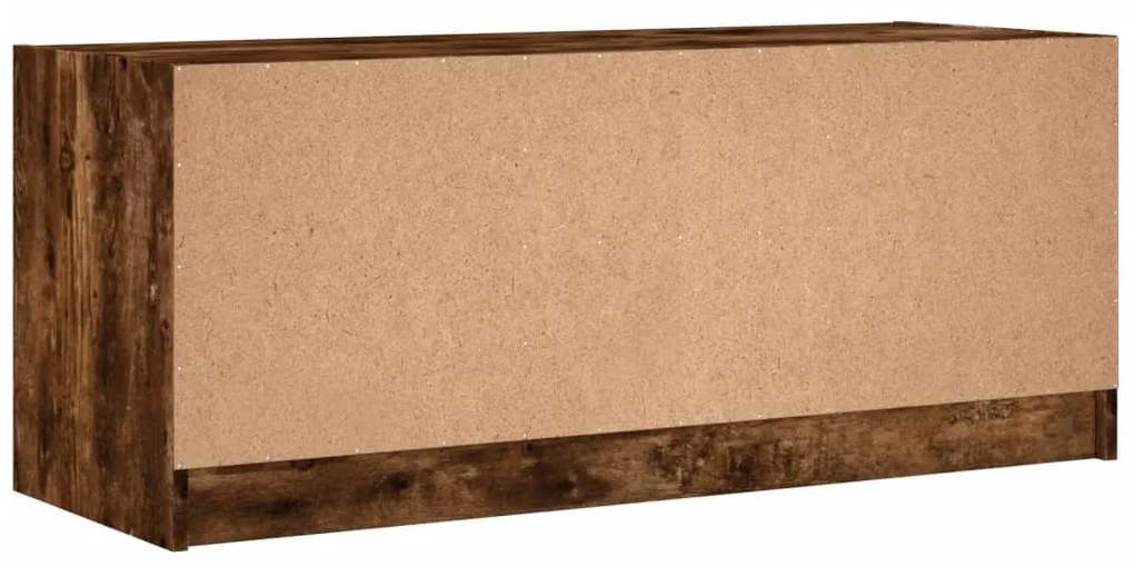 Móvel de TV c/ portas de vidro 102x37x42 cm carvalho fumado