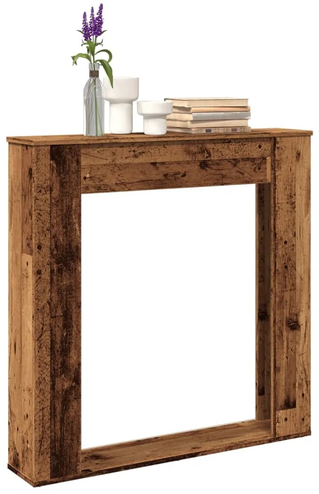 vidaXL Cornija de lareira 100x20x100cm derivados madeira madeira velha