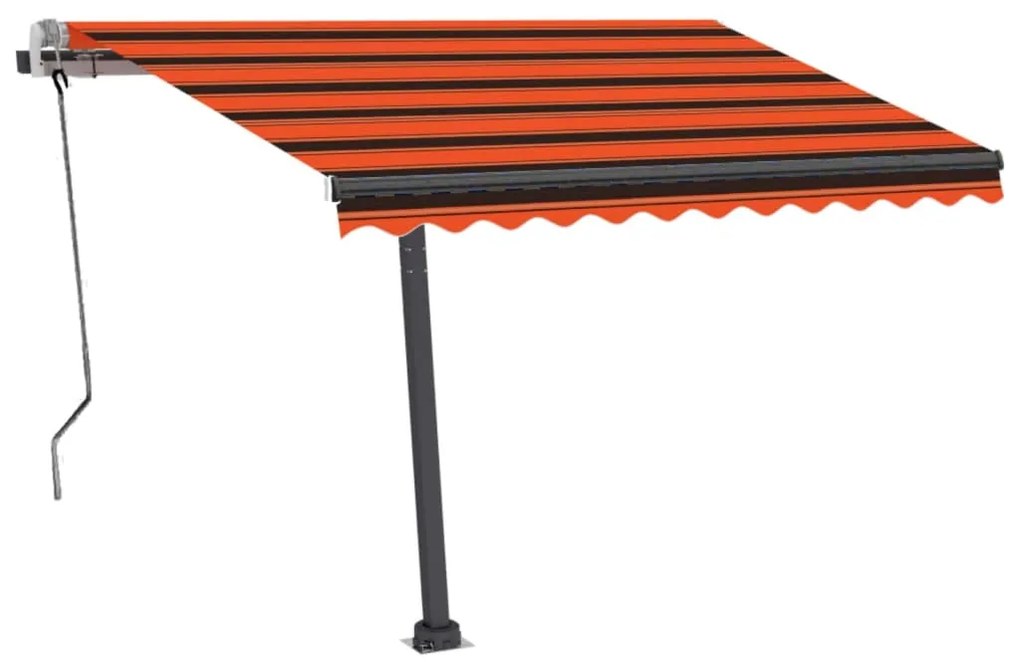 Toldo retrátil manual independente 350x250cm laranja e castanho