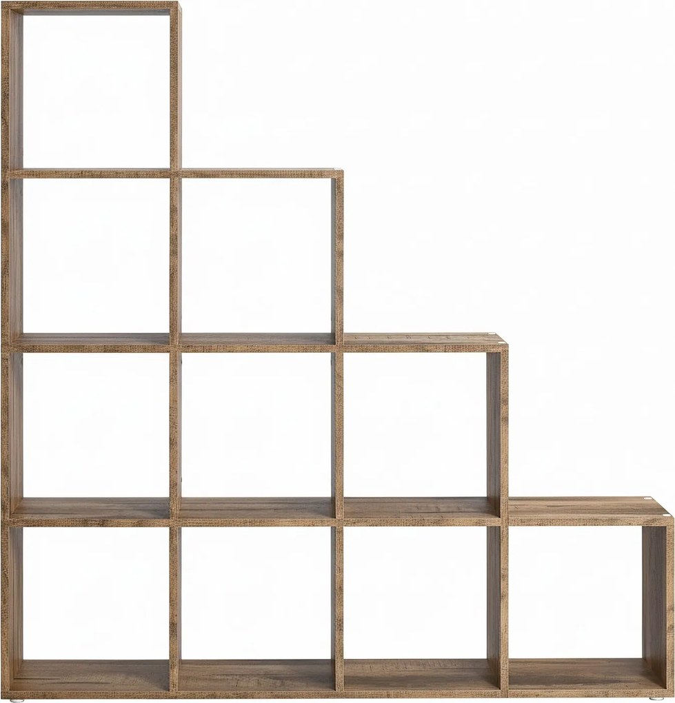 Estante com compartimentos abertos para sala de estar, escritório 29 x 129,5 x 129,5 cm castanho camelo