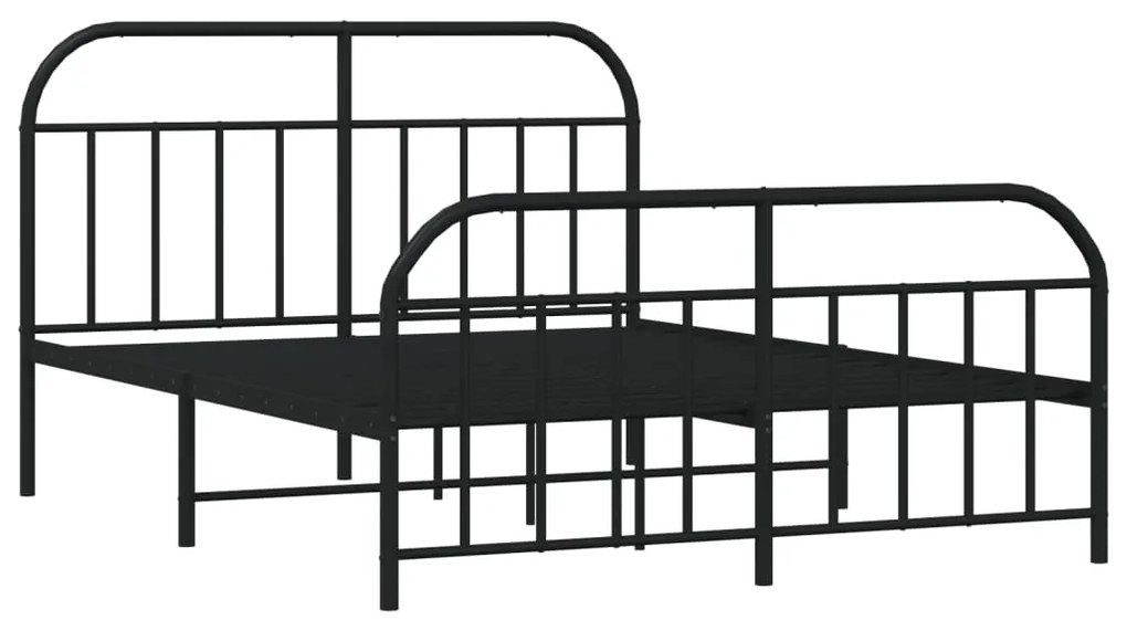 Estrutura de cama com cabeceira e pés 140x200 cm metal preto