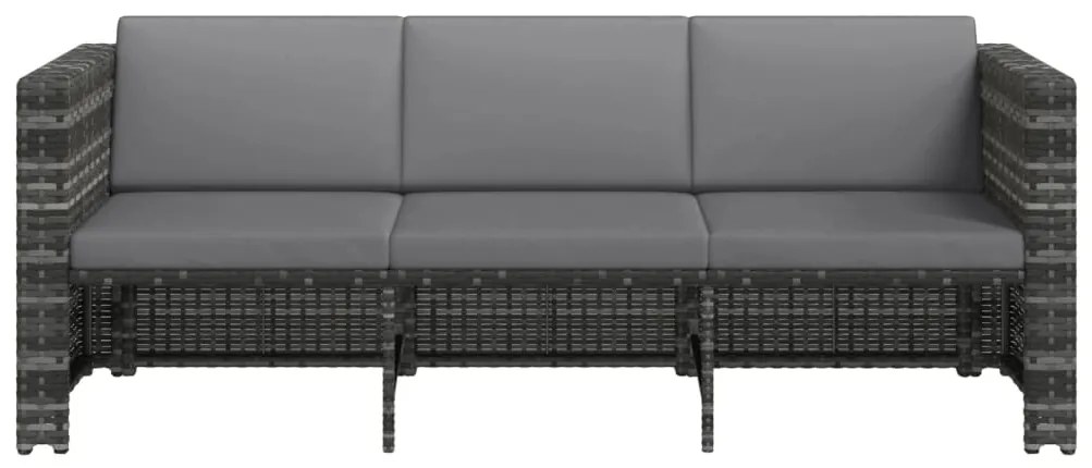 4 pcs conjunto lounge de jardim c/ almofadões vime PE cinzento