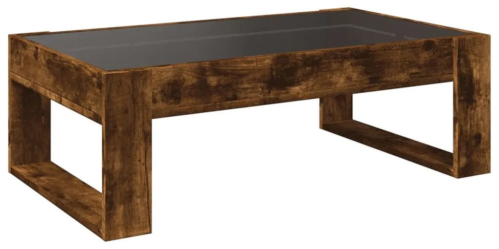 Mesa de centro luzes LED Infinity 90x53x30 cm carvalho fumado
