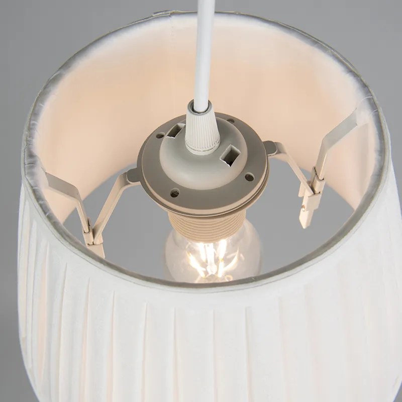 Candeeiro de suspensão retro creme 25 cm - Plisse Retro