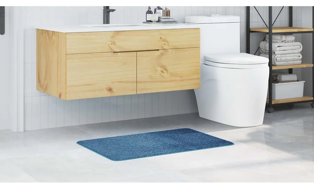 Tapete de Banho Retangular Azul 60x90 cm Polipropileno Antiderrapante
