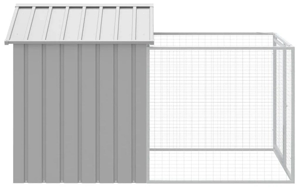 Casota para cães com parque aço galvanizado cinzento-claro