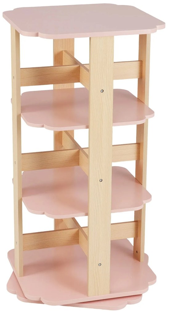 Prateleira giratória independente de 2 níveis para crianças com defletores de coelho - rosa