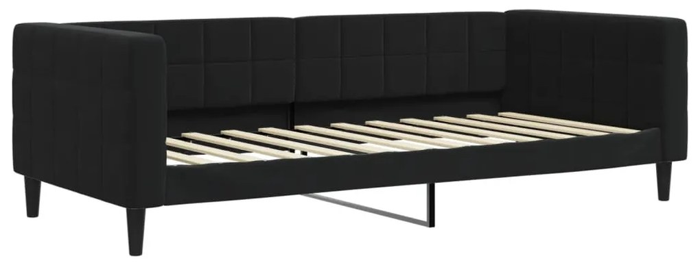 Sofá-cama com colchão 90x200 cm veludo preto