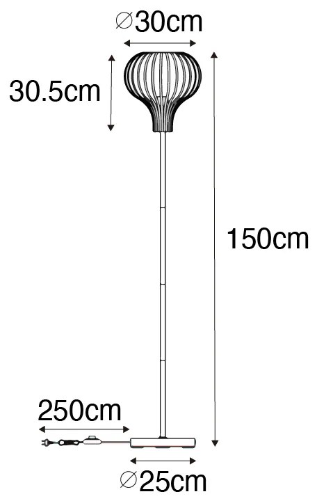 Candeeiro de pé moderno preto - Saffira