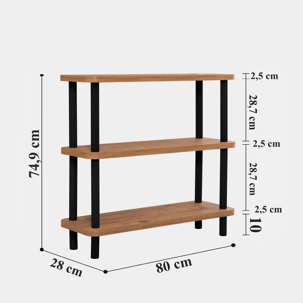 Estante Step – Preto – 80x75x28 cm