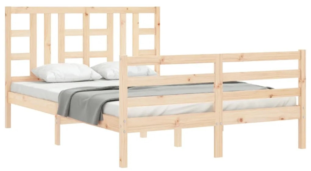 Estrutura de cama com cabeceira 140x190 cm madeira maciça