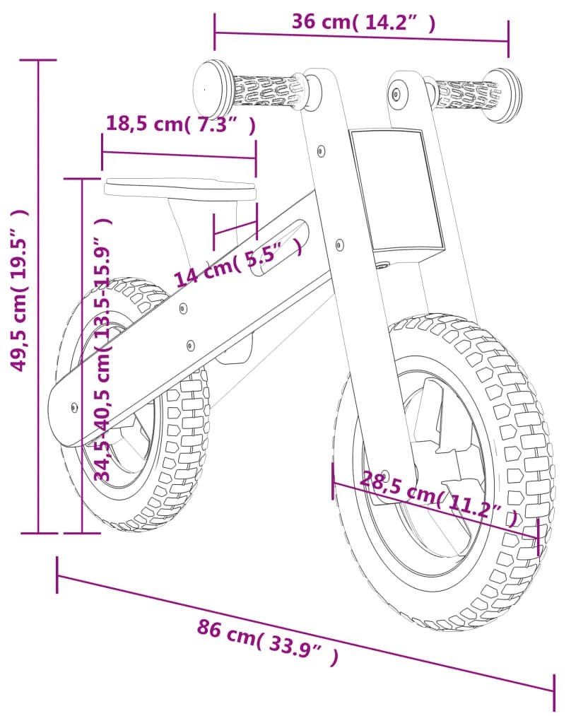 Bicicleta de equilíbrio para crianças com estampa cinzento