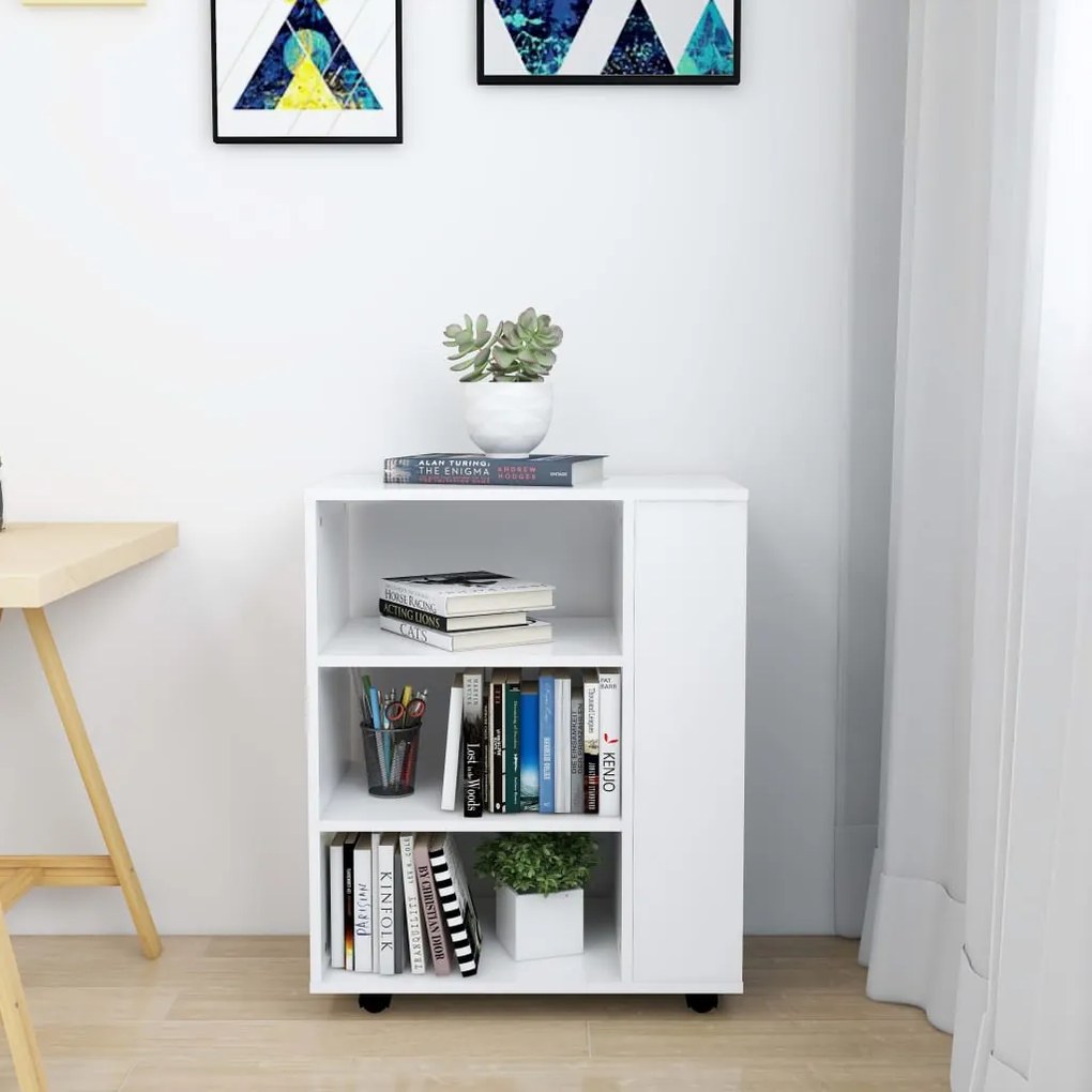Móvel com rodas 60x35x75 cm derivados de madeira branco