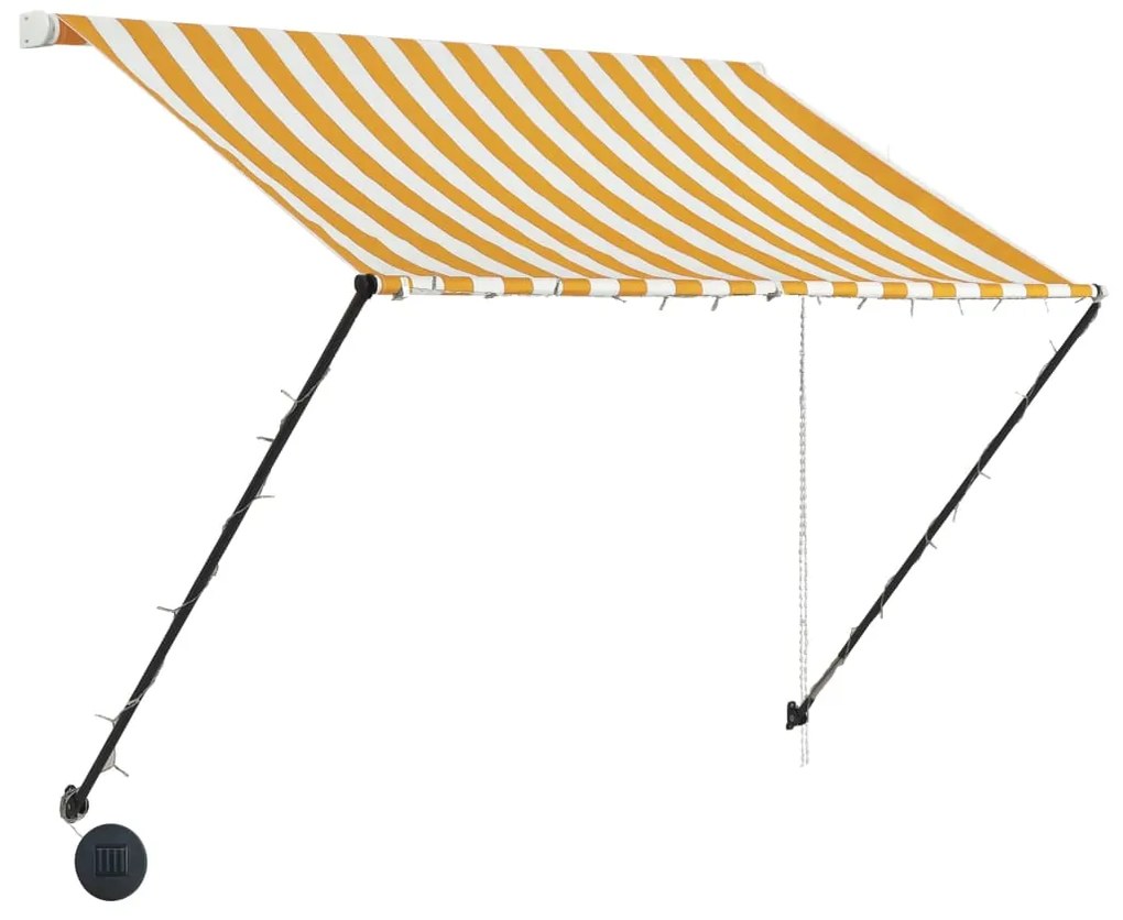 Toldo retrátil com LED 150x150 cm amarelo e branco