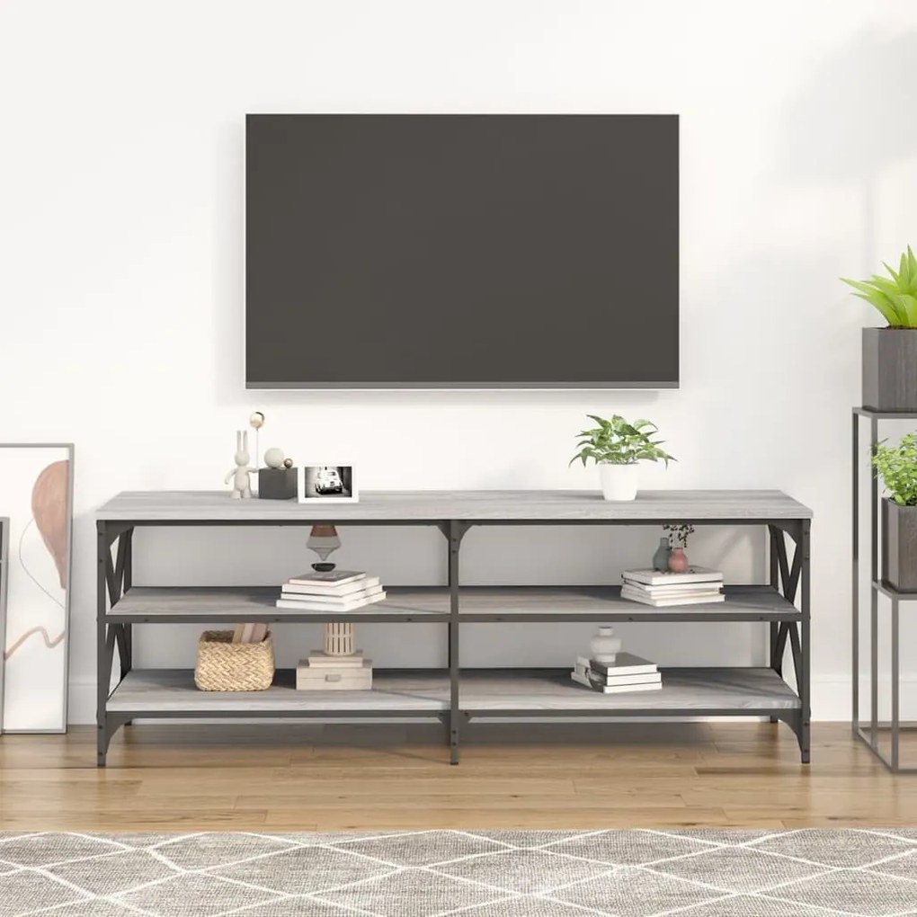Móvel p/ TV 140x40x50 cm derivados de madeira cinzento sonoma