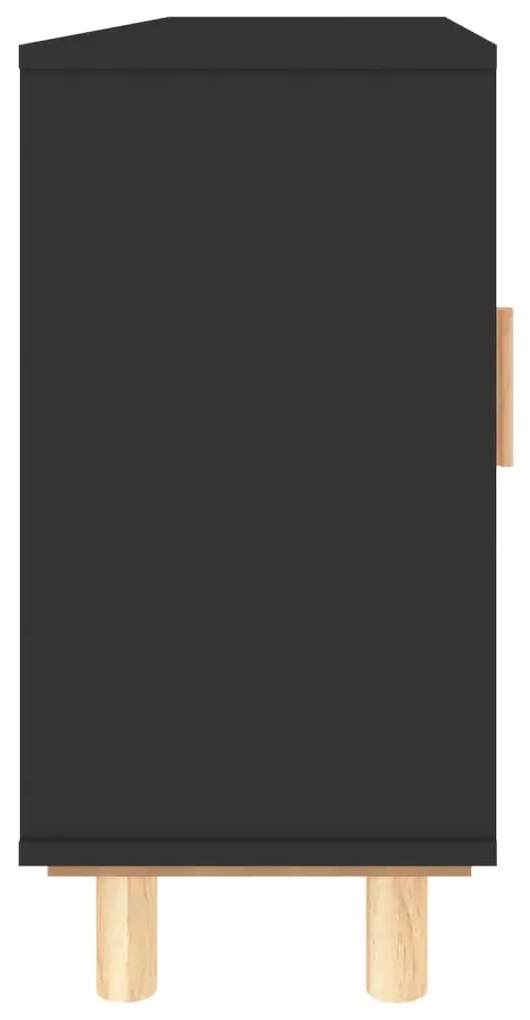 Aparador 105x30x60 cm pinho maciço/vime natural preto