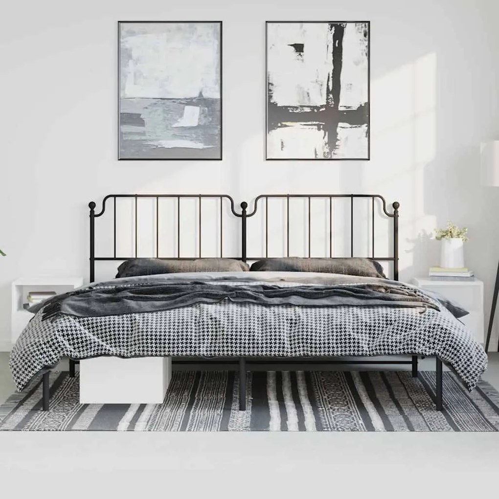 Estrutura de cama com cabeceira 183x213 cm metal preto