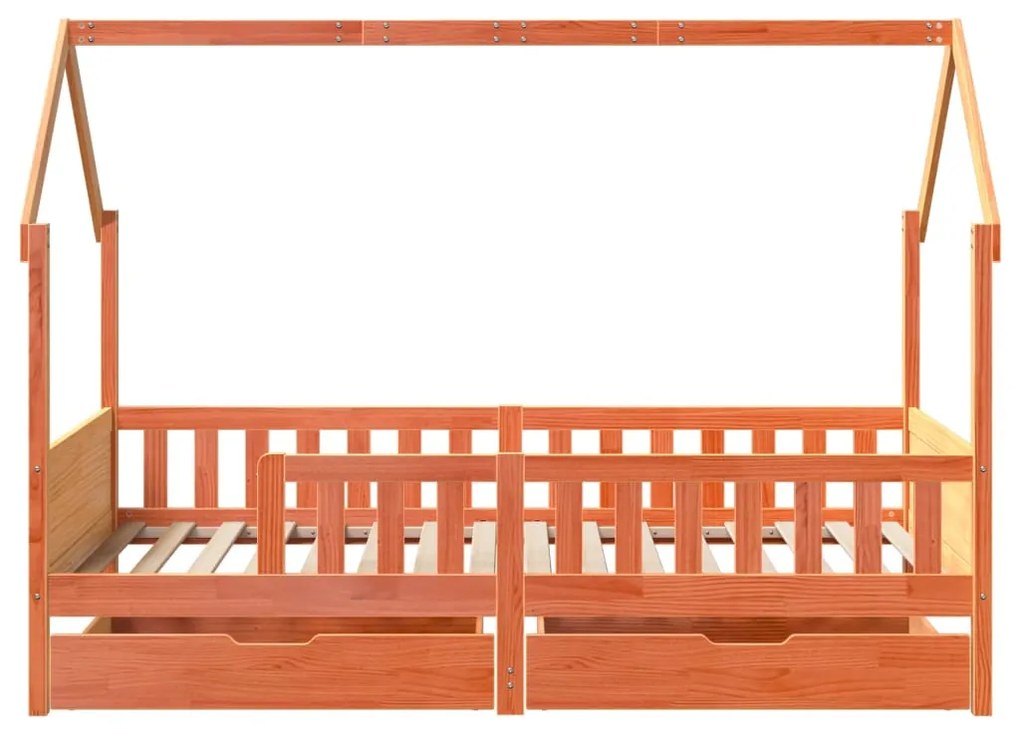 Estrutura de cama infantil c/ gavetas 90x200 cm pinho maciço