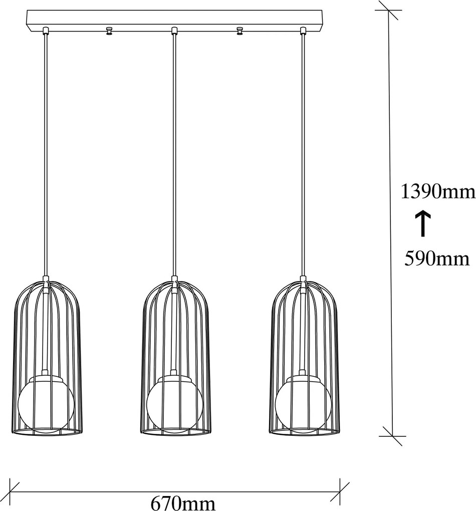 Candeeiro Suspenso Tweety – Preto – 67 x 15 cm