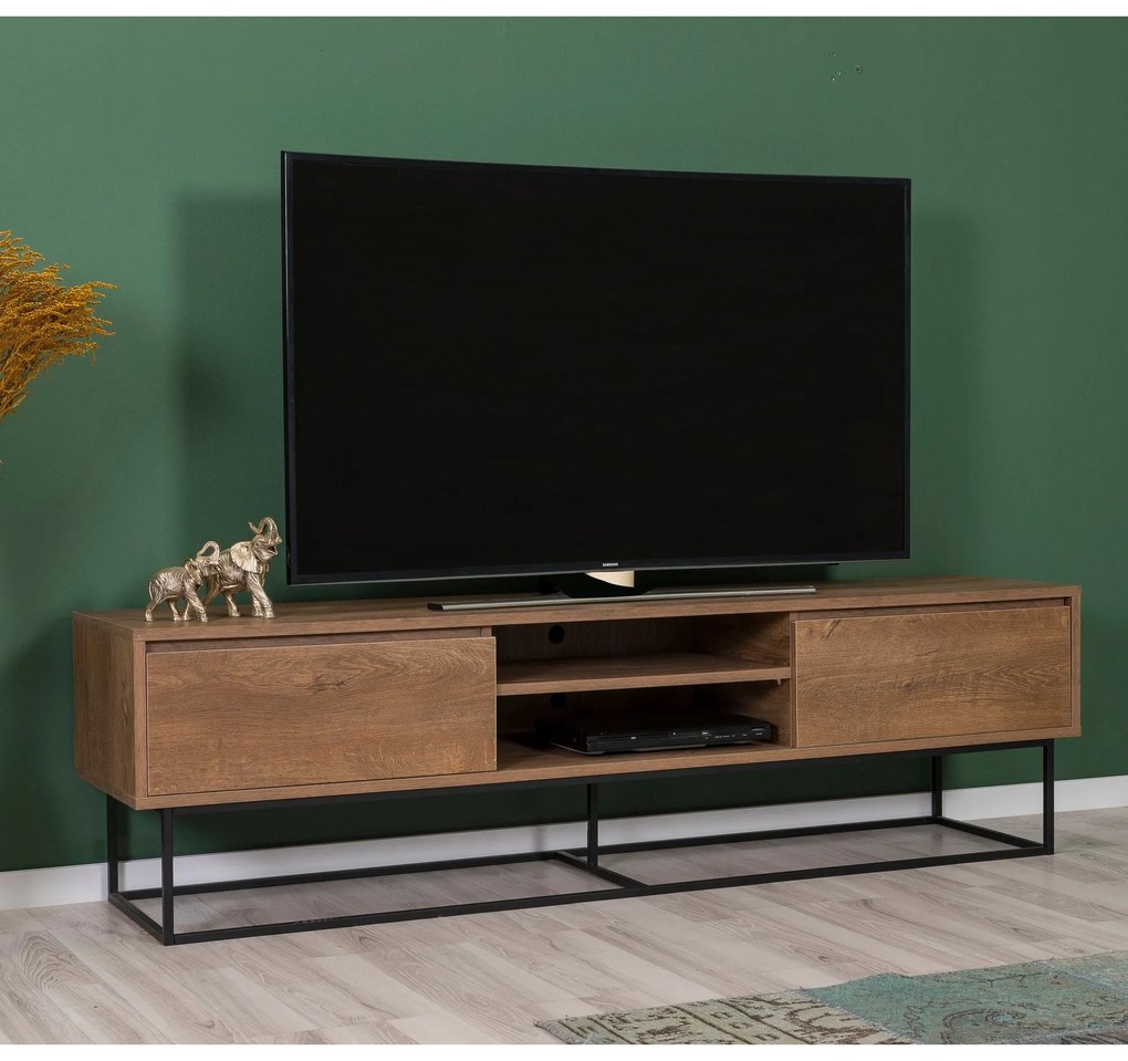 Conjunto de Mobiliário de Sala Laxus – Nogueira/Preto – 90x39x40 cm