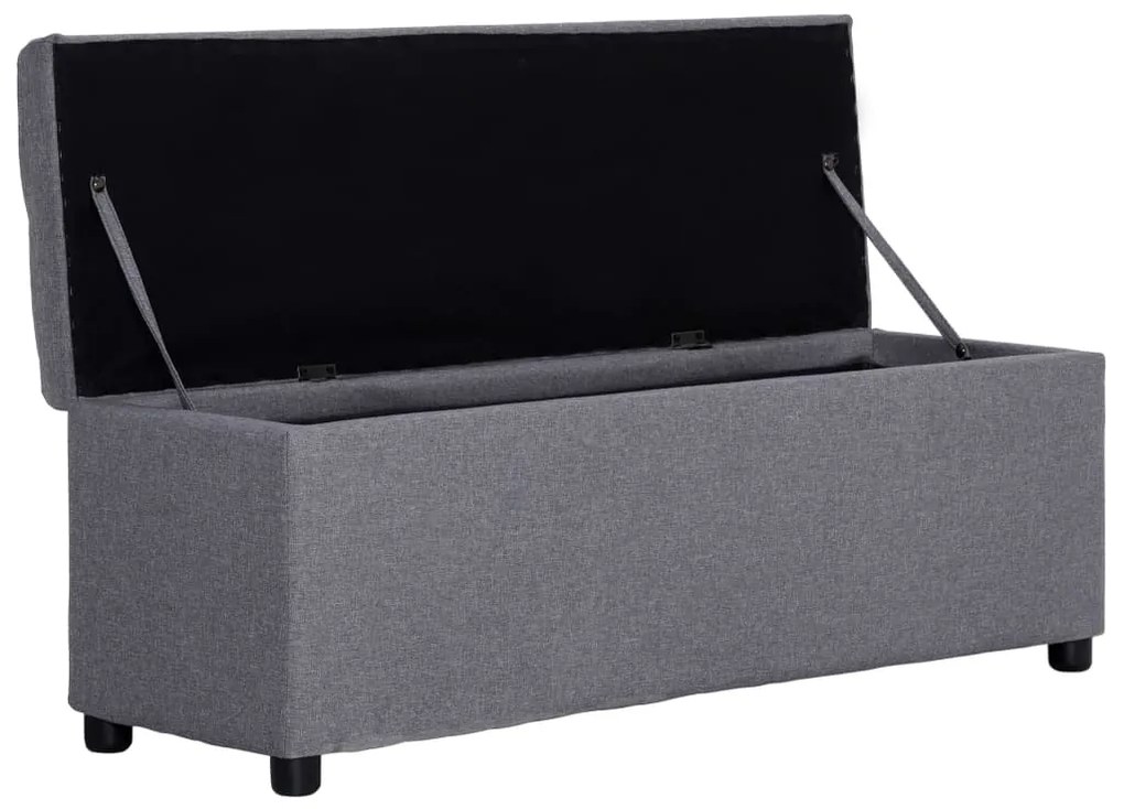 Banco c/ compartim. arrumação 116 cm poliéster cinzento-claro