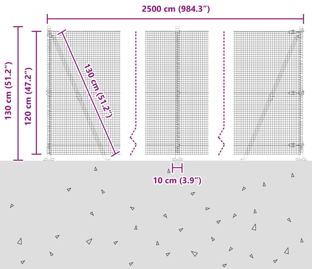 Cerca de Fio Soldado com 13 Postes Flangeados 1,2x25 m Aço Galvanizado