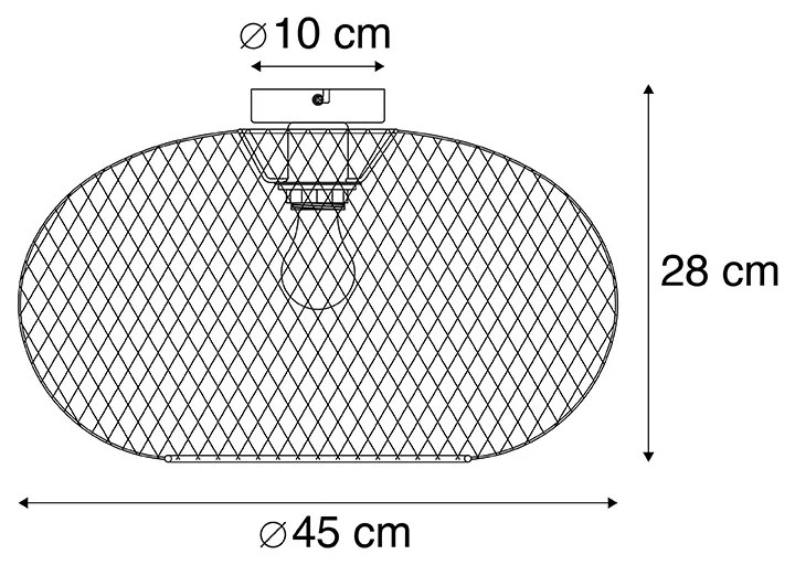 Candeeiro de teto moderno preto 45 cm - Mesh Ball Moderno