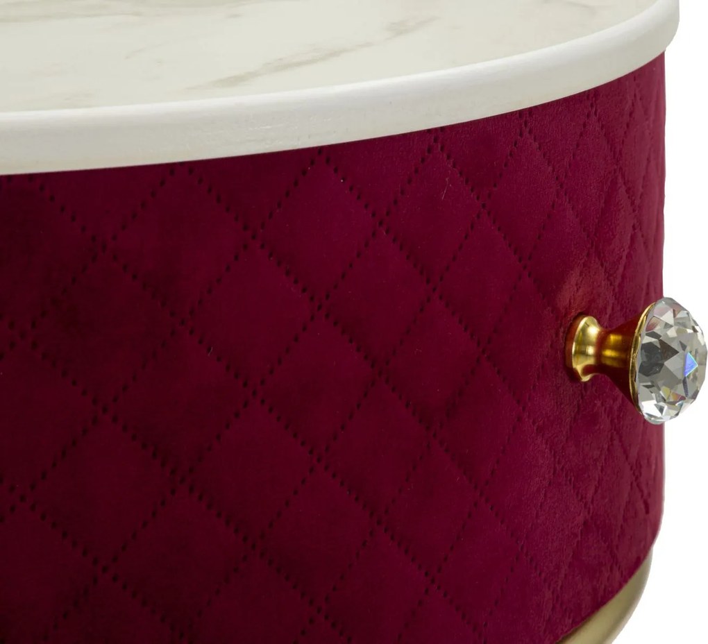 MESA DE CABECEIRA/TOCADOR COM PUFF Ø 52x70 - 36x39 CM VERMELHO E DOURADO