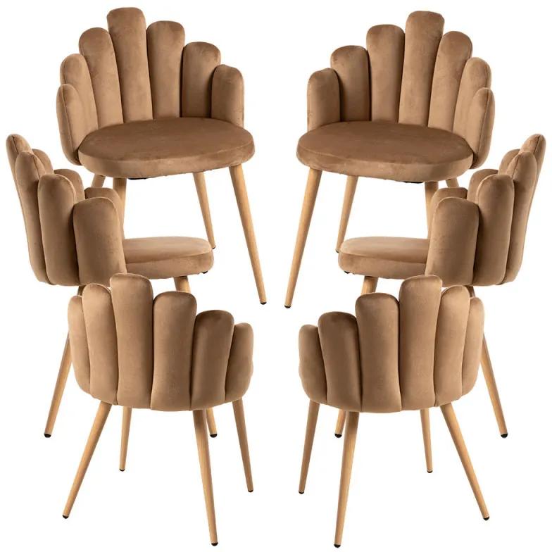 Pack 6 Cadeiras Hand Veludo - Marrom