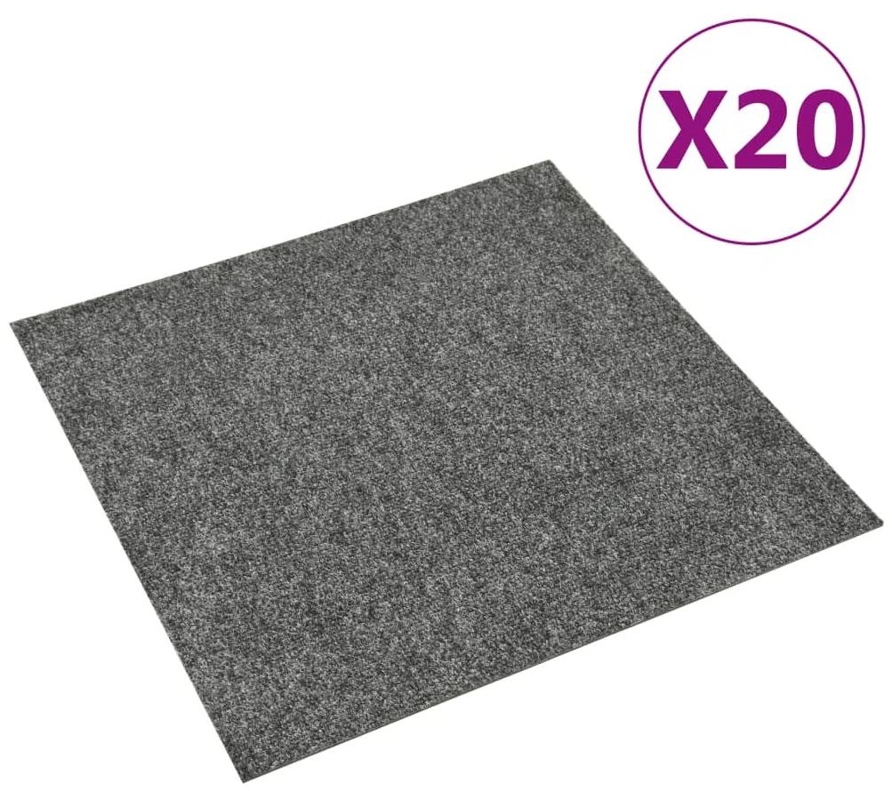 322415 vidaXL Ladrilhos de carpete para pisos 20 pcs 5 m² cinzento-escuro