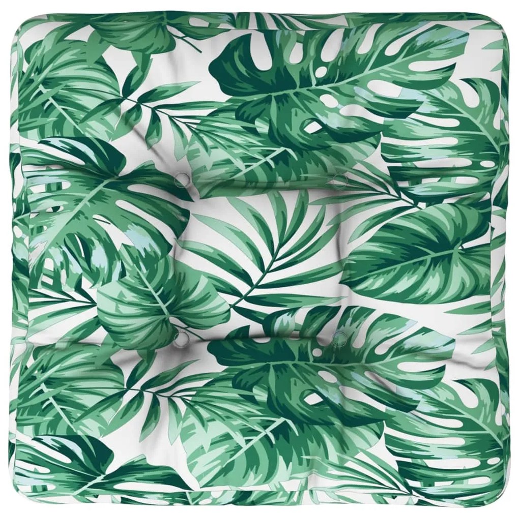 Almofadão para sofá de paletes 58x58x10 cm tecido padrão folhas