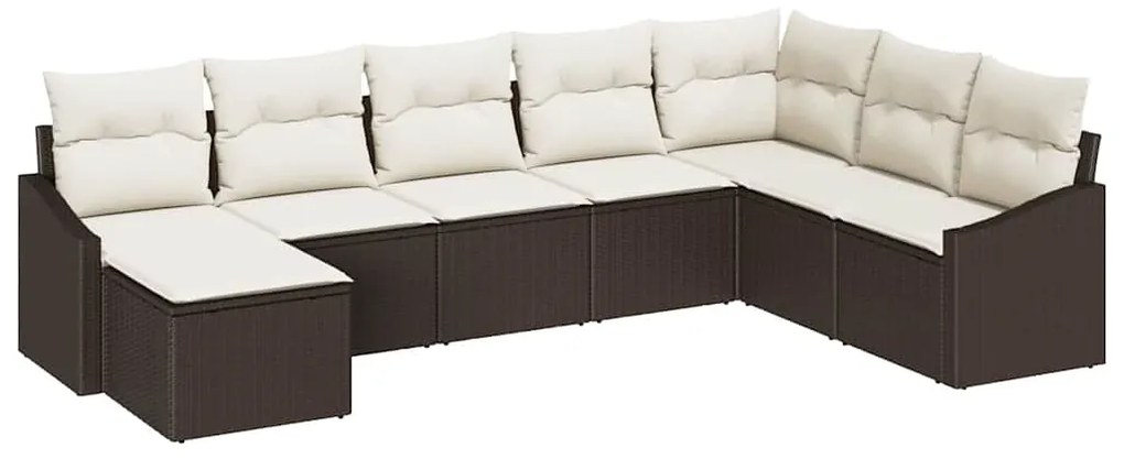Conjunto de Jantar de Jardim com 8 Peças e Almofadas em Rattan Sintéti
