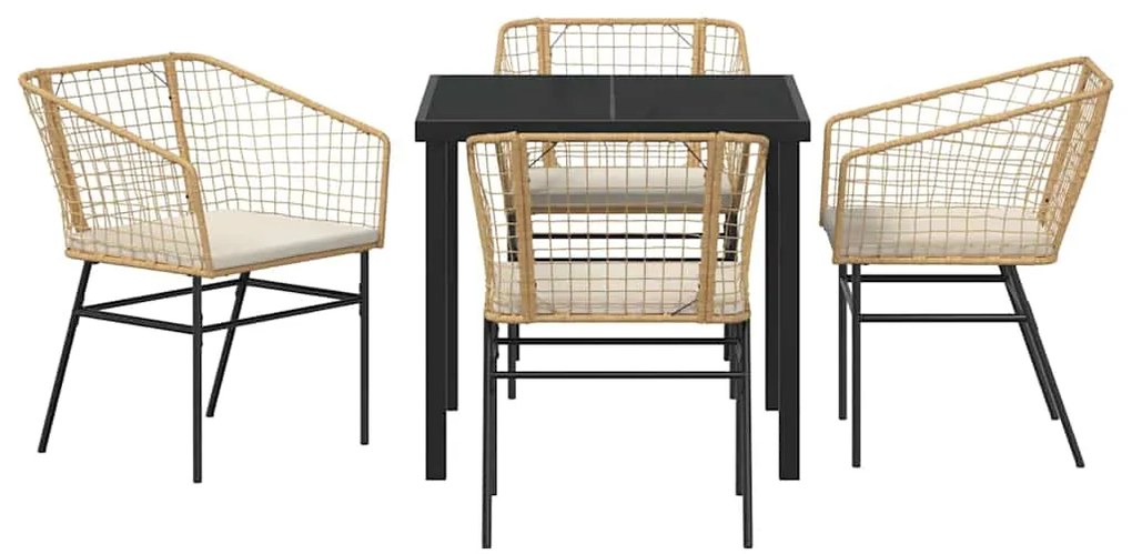 Conjunto de Jantar de Jardim com 5 peças, incluindo almofadas, em Poly