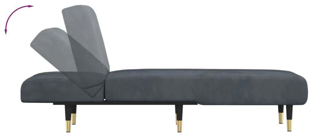 Chaise longue veludo cinzento-escuro