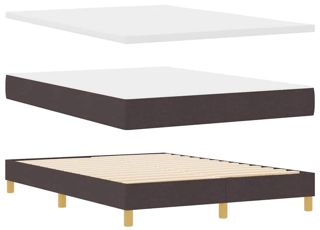 Cama Box spring com colchão e LED Castanho 140x190 cm Tecido