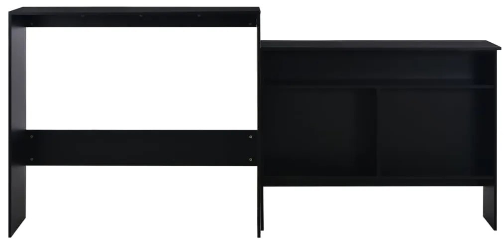 Mesa de bar com 2 tampos preto 130x40x120 cm