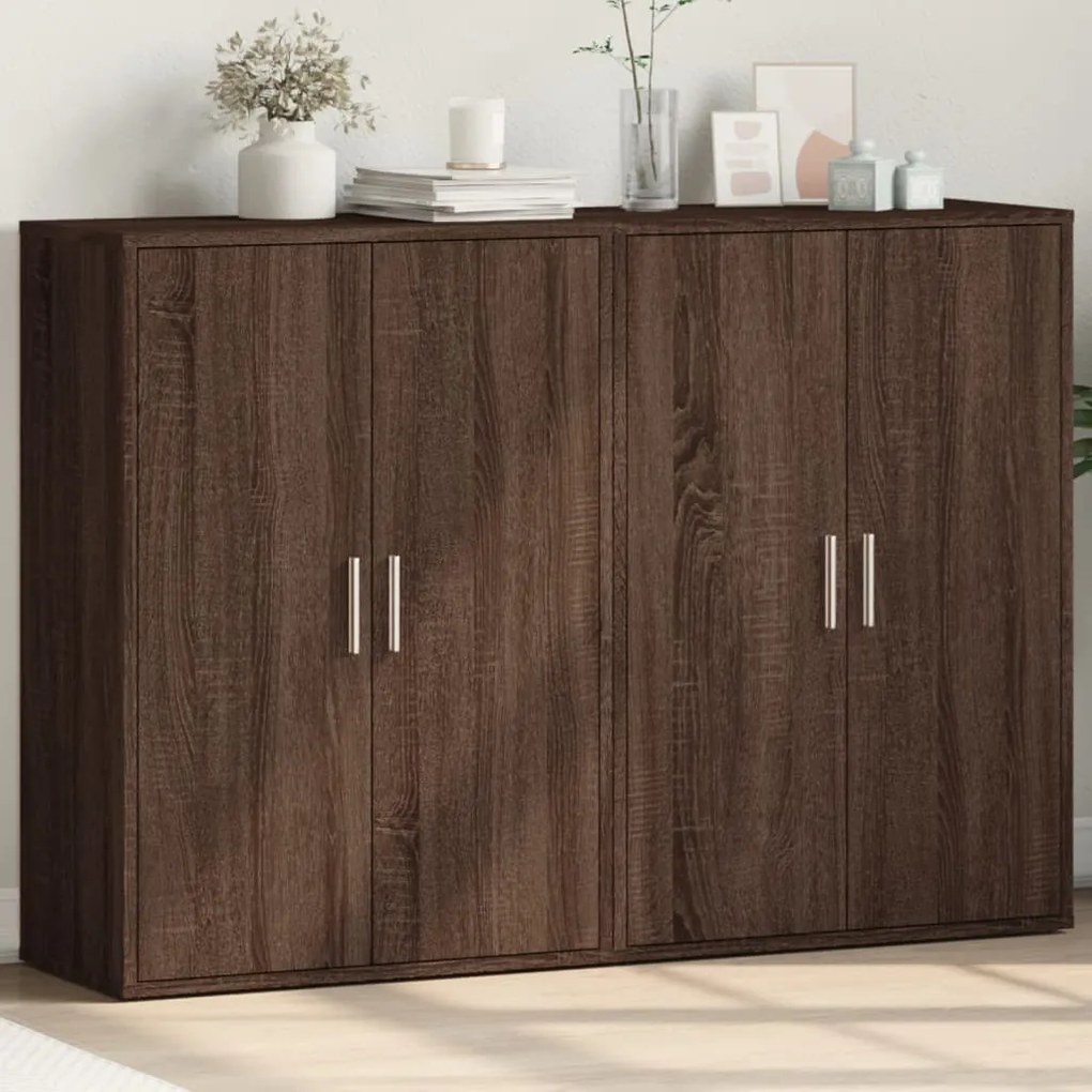 vidaXL Aparadores 2 pcs 60x31x84cm derivados madeira carvalho castanho