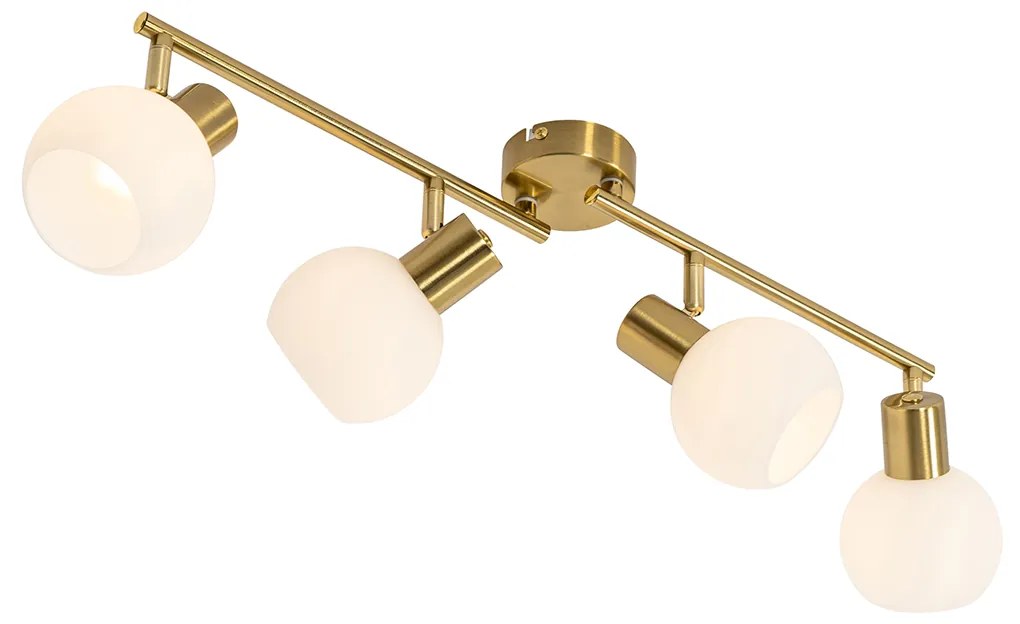 LED Foco de teto inteligente dourado com vidro opalino 4 luzes ajustáveis Inclui 4 Wifi P45 - Anouk Art Deco