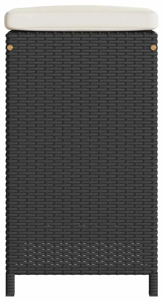 Bancos de bar com almofadões para jardim 2 pcs vime PE preto