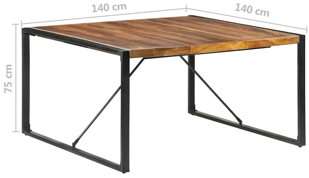 Mesa de jantar 140x140x75 cm madeira maciça