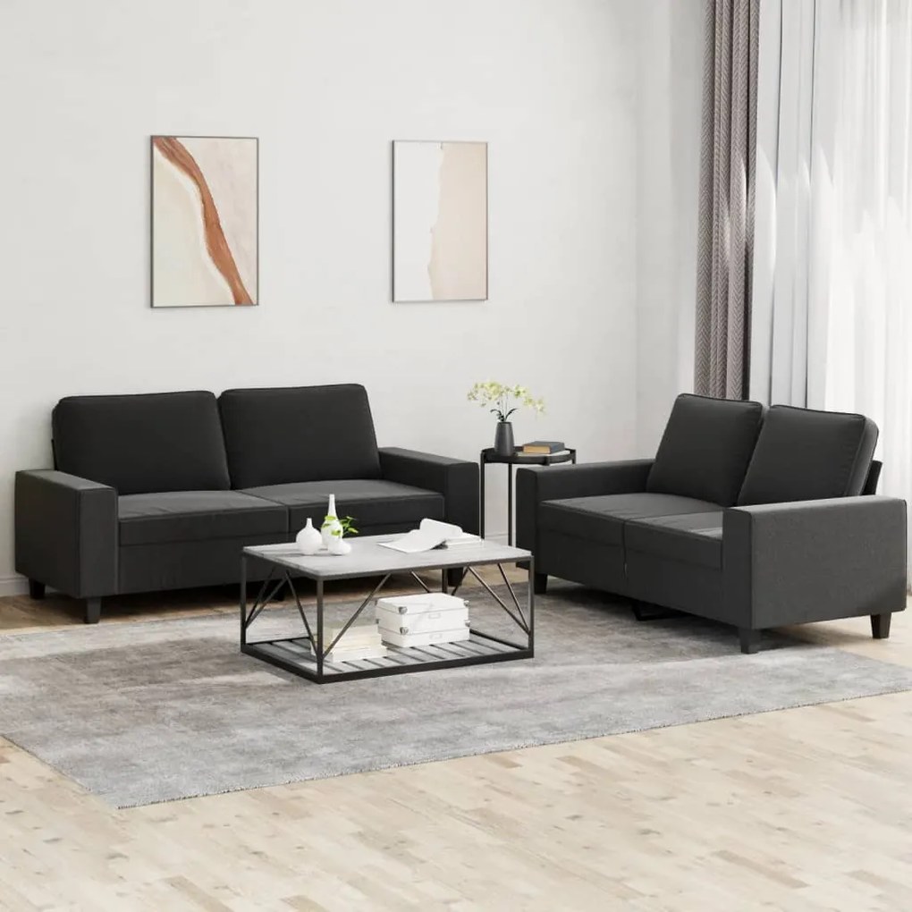 vidaXL 2 pcs conjunto de sofás tecido preto