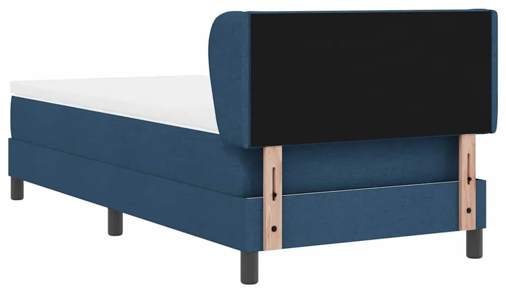 Cama Box Spring da com Colchão Azul, 100x200 cm, Tecido