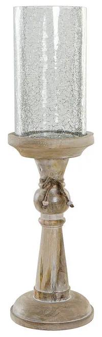 Candelabro Circular com Suporte DKD Home Decor Cristal Castanho Transparente Madeira de mangueira (14 x 14 x 50 cm)
