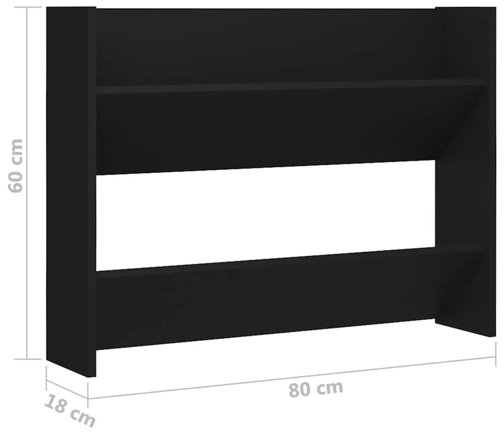 Sapateira parede 80x18x60 cm derivados de madeira preto