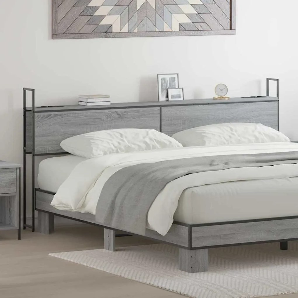 vidaXL Cabeceira de armazenamento com cabeceira Sonoma cinzento 180 cm