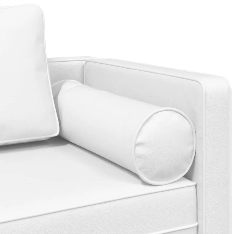 Chaise longue com almofadões couro artificial branco