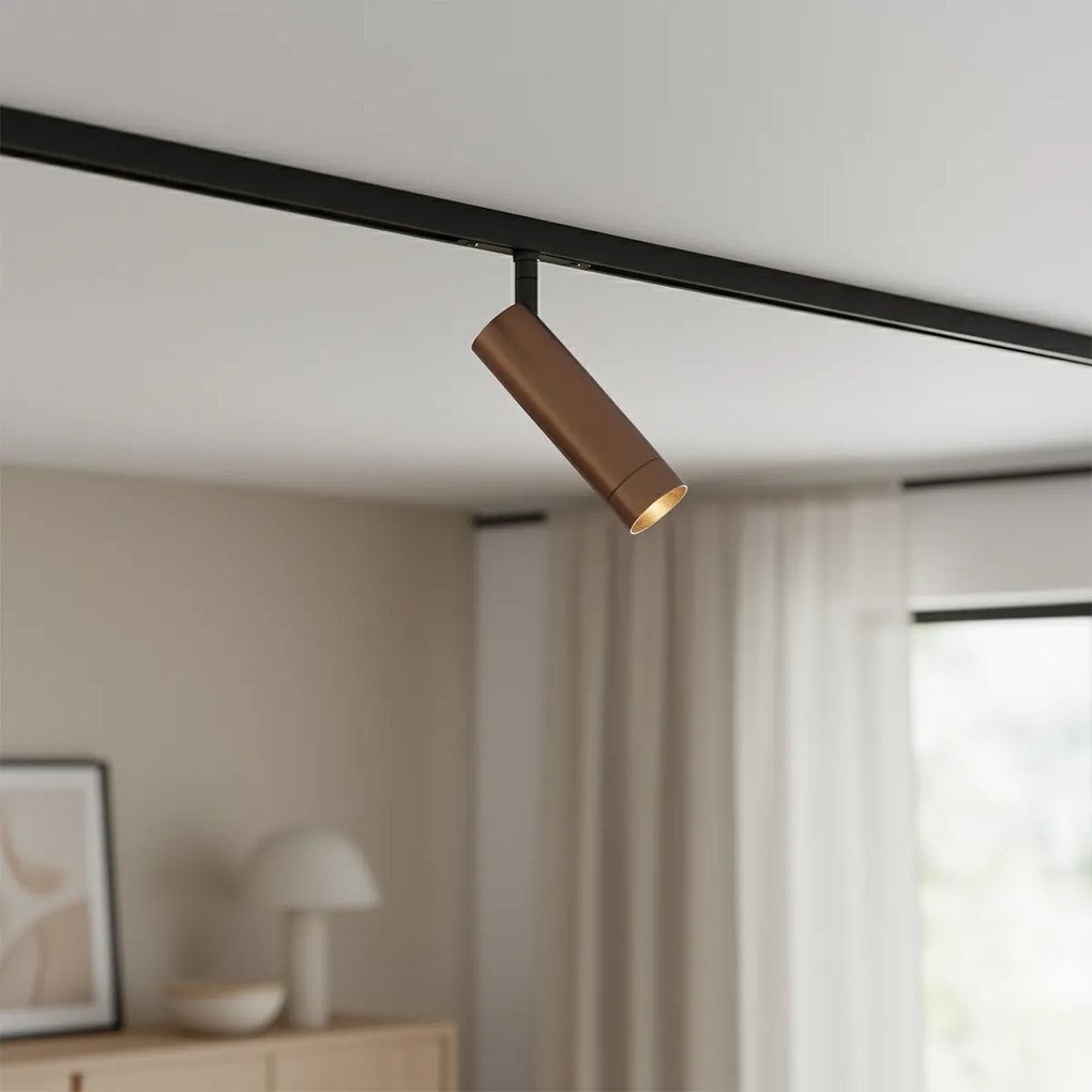 Foco moderno em bronze escuro para sistema de calha monofásico GU10 35mm - Slimline Uzzy