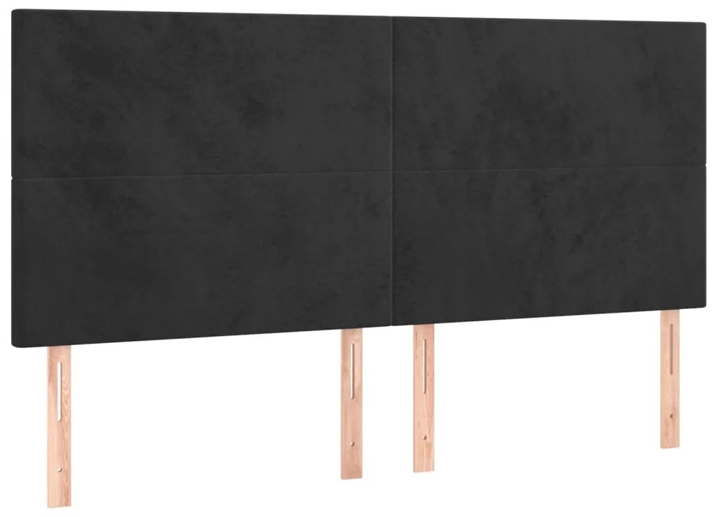 Cabeceira de cama c/ luzes LED veludo 160x5x118/128 cm preto