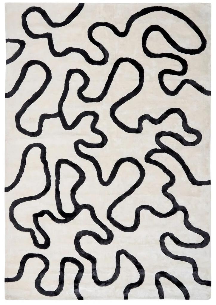 Tapete com padrão abstrato em viscose branco e preto 160 x 230 cm KAPPAR Beliani
